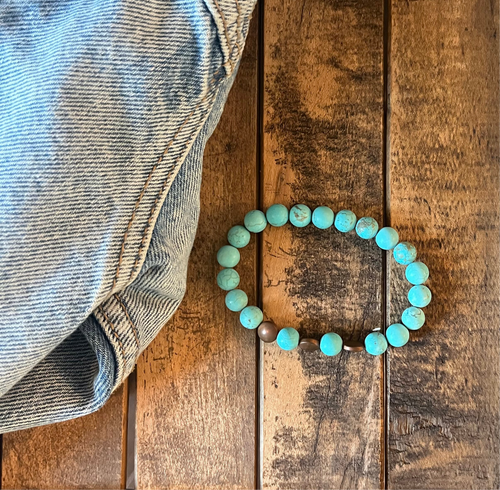 Turquoise and Brass Single