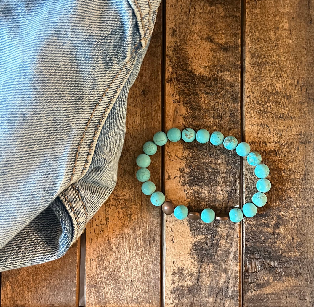 Turquoise and Brass Single