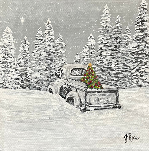 Black and White Christmas Truck
