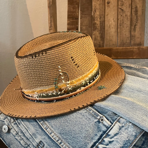 Heather’s Custom Stitches (Straw Short Brim)