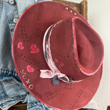 Load image into Gallery viewer, Hearts on Fire (wool Wide Brim) One size fits most. Adjustable.