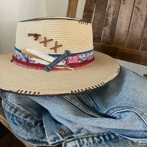 Red White Blue (Straw Short Brim)