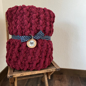 Burgundy Knitted Blanket