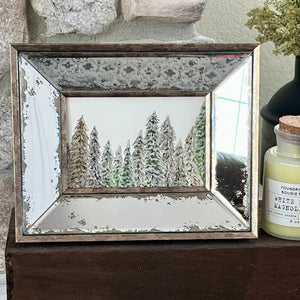 Snowy Forest with Mirror Frame