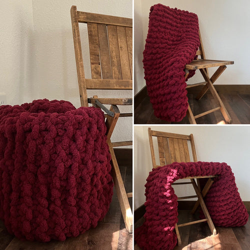 Christmas Maroon Knitted Blanket