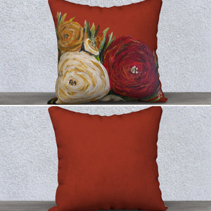 Floral/Burnt Orange Pillow Case with Insert