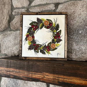 Medium Christmas Wreath on Canvas