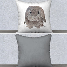 Load image into Gallery viewer, White/Gray Bunny Pillow Case with Insert