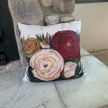 Load image into Gallery viewer, Cream Floral/Deep Red Pillow Case with Insert