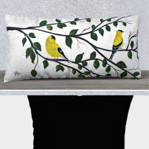 Black Golden Finches Pillow Case with Insert