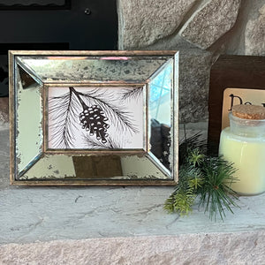 Horizontal Pine Cone with Mirror Frame
