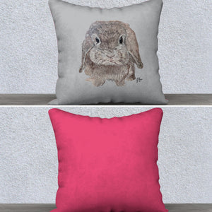 Gray/Pink Bunny Pillow Case with Insert