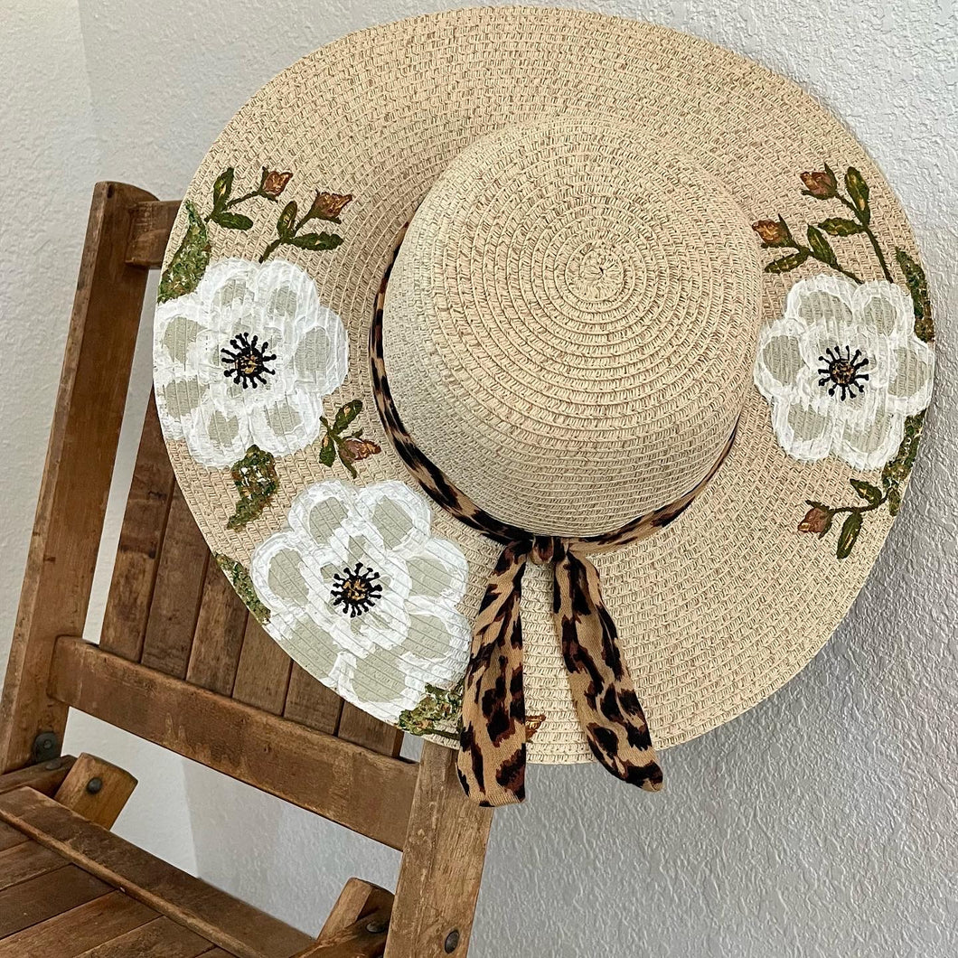 Leopard Print and Flowers Sunhat