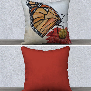 Poly Canvas Monarch Butterfly Pillow Case with Insert