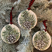 Load image into Gallery viewer, Snowy Pine Cone Ornament