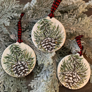Snowy Pine Cone Ornament