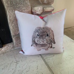 Gray/Pink Bunny Pillow Case with Insert