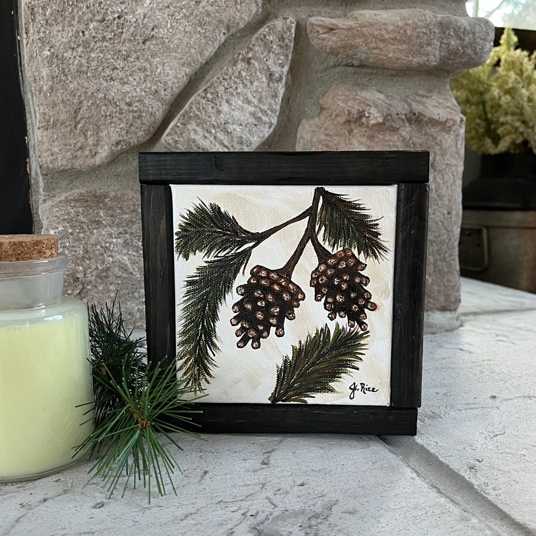 Little Pine Cones on Canvas