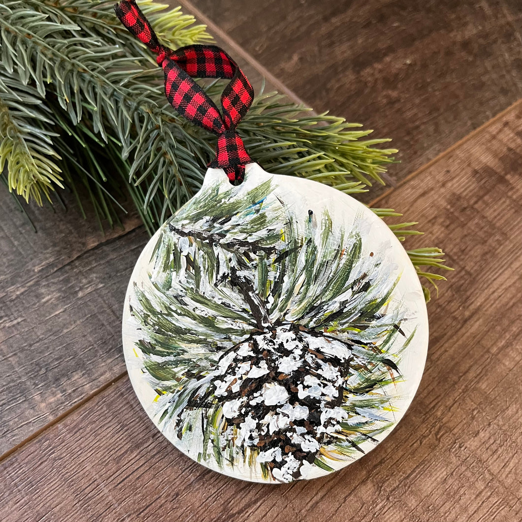 Snowy Pine Cone Ornament