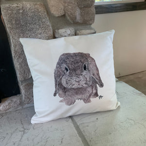 White/Gray Bunny Pillow Case with Insert