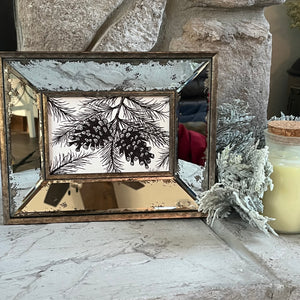 Horizontal Pine Cones with Mirror Frame