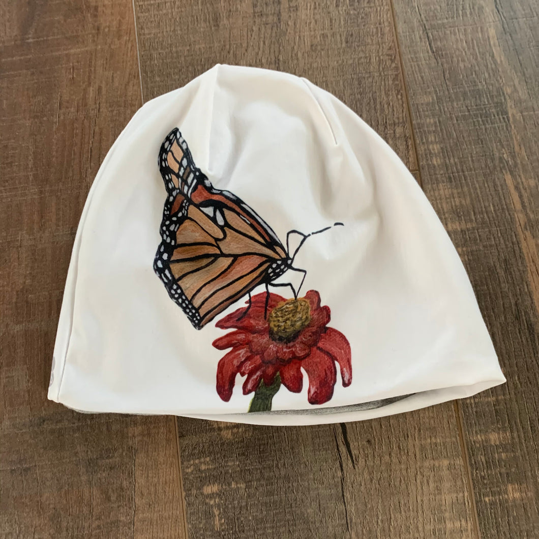 White Monarch Beanie Adult Small/Medium