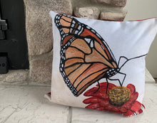Load image into Gallery viewer, Poly Canvas Monarch Butterfly Pillow Case with Insert