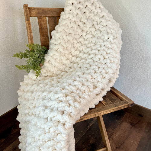 Christmas Cream Knitted Blanket