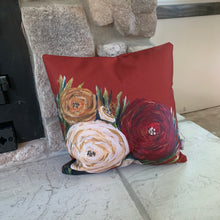 Load image into Gallery viewer, Floral/Burnt Orange Pillow Case with Insert